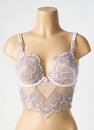 Soutien-gorge tissage dentelle haut soutien-gorge emboitant gris AMBRE femme