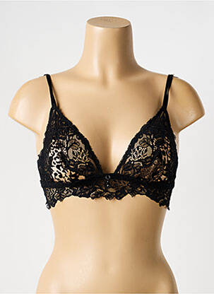 Soutien-gorge effet matière satinée haut triangles noir AMBRA femme