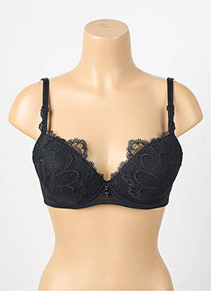 Soutien-gorge tissage dentelle haut soutien-gorge avec mousse de rembourrage amovible noir AMBRA femme