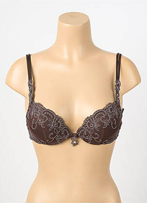 Soutien-gorge effet matière satinée haut soutien-gorge push-up marron AMBRA femme