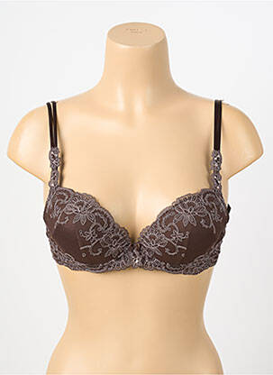 Soutien-gorge broderie haut soutien-gorge avec mousse de rembourrage amovible marron AMBRA femme
