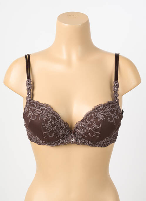 Soutien-gorge broderie haut soutien-gorge avec mousse de rembourrage amovible marron AMBRA femme
