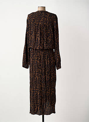 Robe longue manches longues manches longues marron ELORA femme