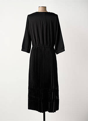 Robe longue coupe cintrée manches 3/4 noir ELORA femme