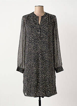 Robe courte coupe fluide manches longues noir ELORA femme