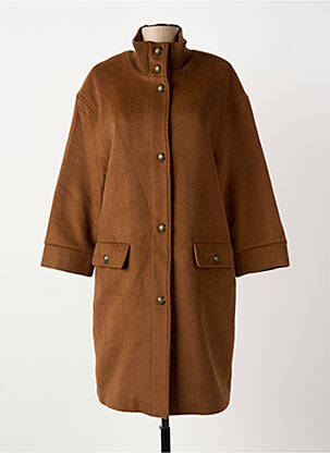 Manteau long coupe cintrée sans capuche marron ELORA femme