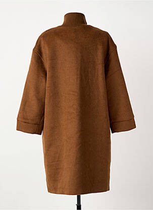 Manteau long coupe cintrée sans capuche marron ELORA femme