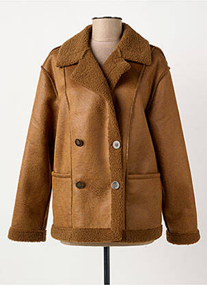 Manteau court poches sans capuche marron ELORA femme