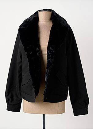 Manteau court poches sans capuche noir ELORA femme