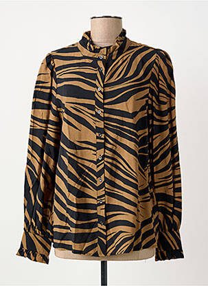 Chemisier coupe cintrée manches longues marron ELORA femme