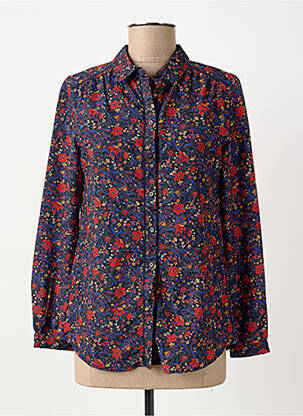 Chemisier imprimé fleurs manches longues bleu ELORA femme