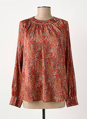 Blouse col rond manches longues orange ELORA femme