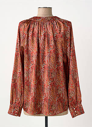 Blouse col rond manches longues orange ELORA femme