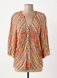Chemisier imprimé fleurs manches 3/4 orange ELORA femme