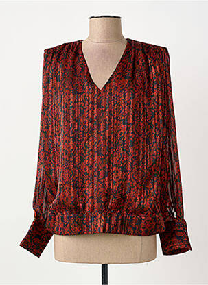 Blouse légère et transparente manches longues orange ELORA femme