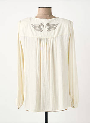 Blouse poignets boutonnés avec fente manches longues beige ELORA femme