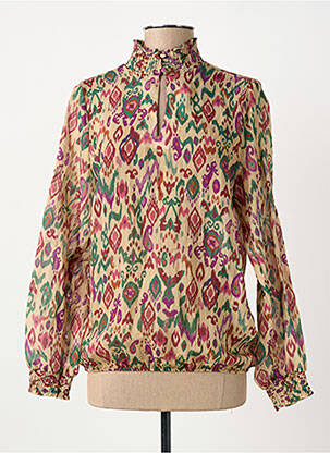 Blouse légère et transparente manches longues beige ELORA femme
