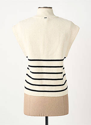 Pull coupe cintrée manches courtes beige ELORA femme