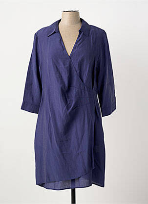 Robe mi-longue manches 3/4 manches 3/4 bleu ELORA femme