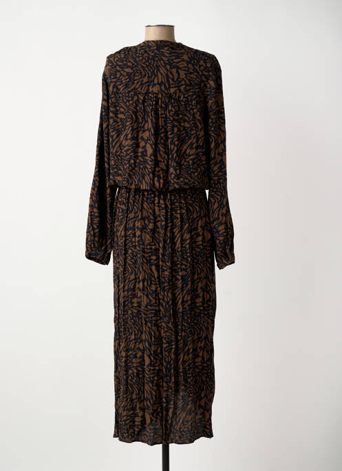 Robe longue manches longues manches longues marron ELORA femme