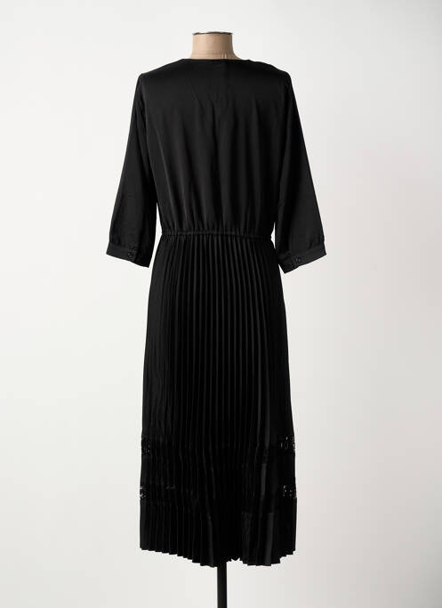Robe longue coupe cintrée manches 3/4 noir ELORA femme