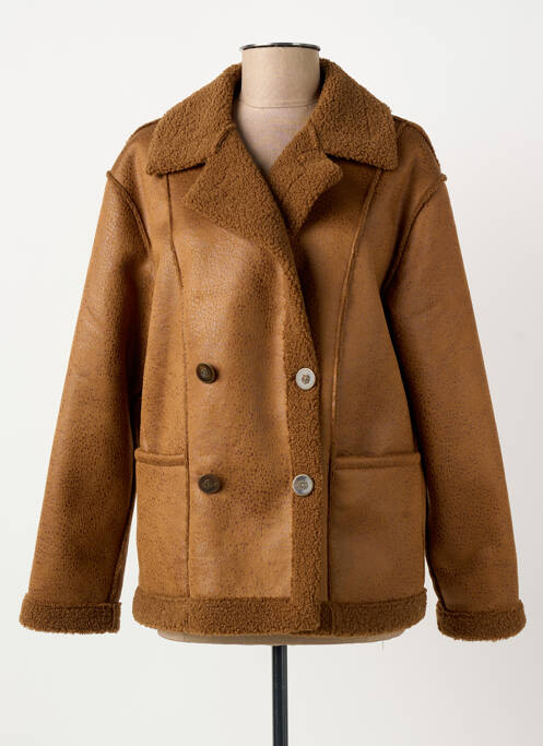 Manteau court poches sans capuche marron ELORA femme