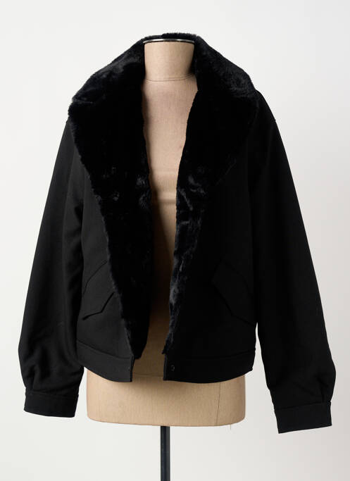 Manteau court poches sans capuche noir ELORA femme