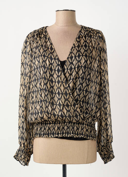 Blouse légère et transparente manches longues noir ELORA femme