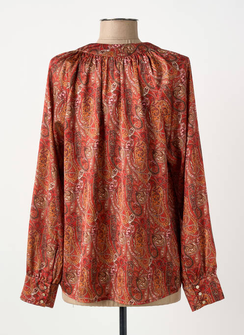 Blouse col rond manches longues orange ELORA femme