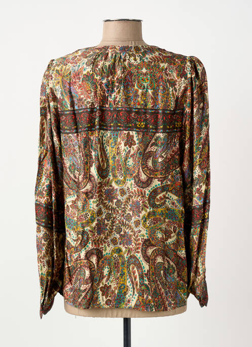 Blouse poignets boutonnés avec fente manches longues beige ELORA femme