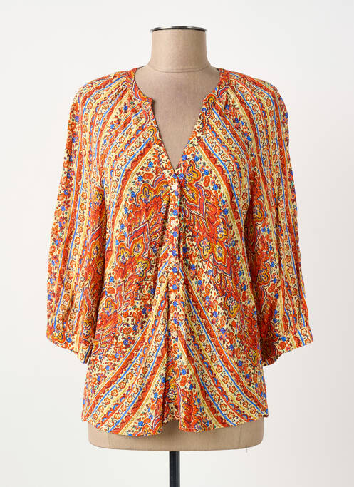 Chemisier imprimé fleurs manches 3/4 orange ELORA femme