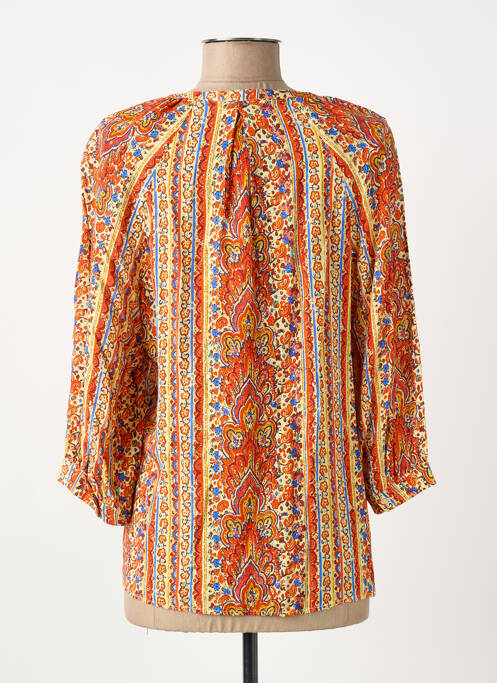 Chemisier imprimé fleurs manches 3/4 orange ELORA femme