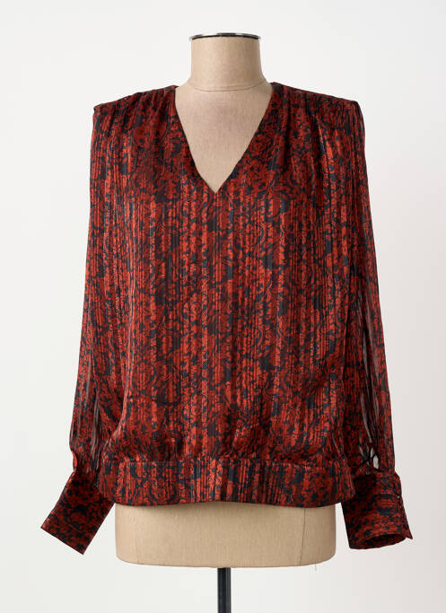 Blouse légère et transparente manches longues orange ELORA femme