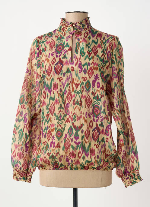 Blouse légère et transparente manches longues beige ELORA femme