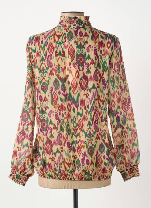 Blouse légère et transparente manches longues beige ELORA femme