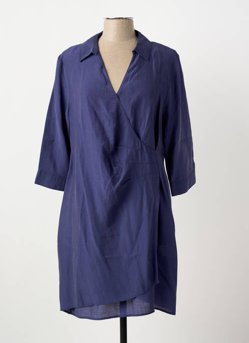 Robe mi-longue manches 3/4 manches 3/4 bleu ELORA femme