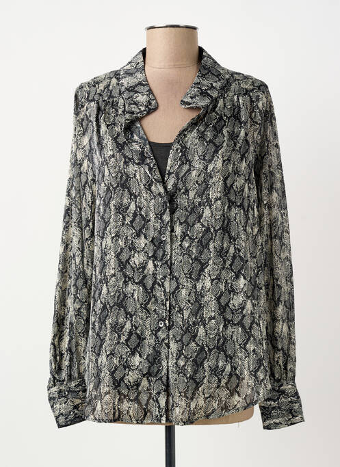 Chemisier tissage crêpe manches longues gris ELORA femme