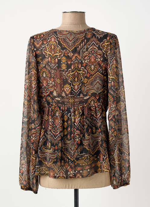 Chemisier imprimé fleurs manches longues noir ELORA femme