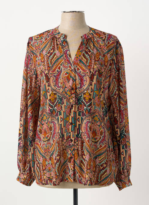 Chemisier imprimé fleurs manches longues rouge ELORA femme