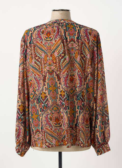 Chemisier imprimé fleurs manches longues rouge ELORA femme