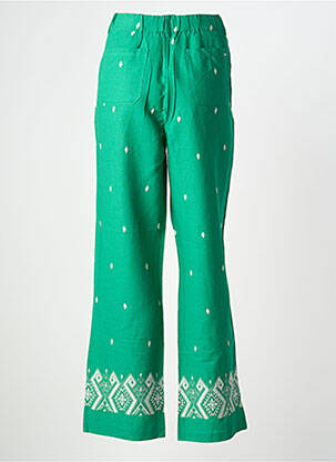 Pantalon droit fermeture zippée sous rabat boutonné taille normale vert ELORA femme