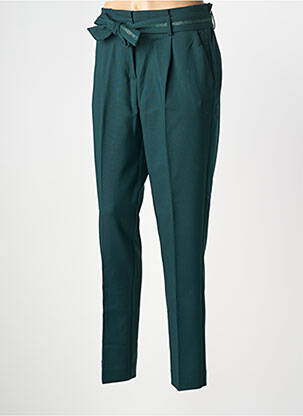 Pantalon slim tissage popeline taille normale vert ELORA femme