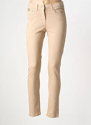 Pantalon slim tissage popeline taille normale beige ELORA femme