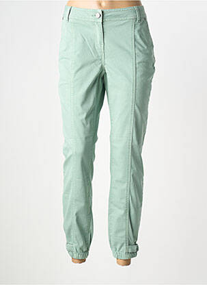 Pantalon slim tissage popeline taille normale vert ELORA femme