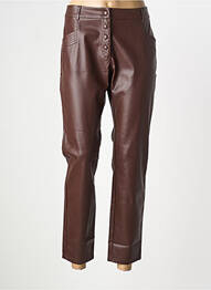 Pantalon droit fermeture zippée sous rabat boutonné taille normale marron ELORA femme