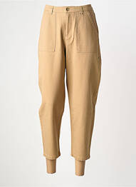Pantalon 7/8 fermeture zippée sous rabat boutonné taille normale marron ELORA femme