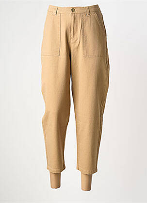 Pantalon 7/8 fermeture zippée sous rabat boutonné taille normale marron ELORA femme