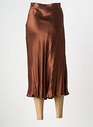 Jupe longue fermeture zip latéral marron ELORA femme