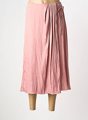 Jupe mi-longue coupe droite rose ELORA femme