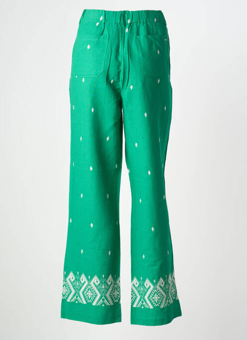 Pantalon droit fermeture zippée sous rabat boutonné taille normale vert ELORA femme